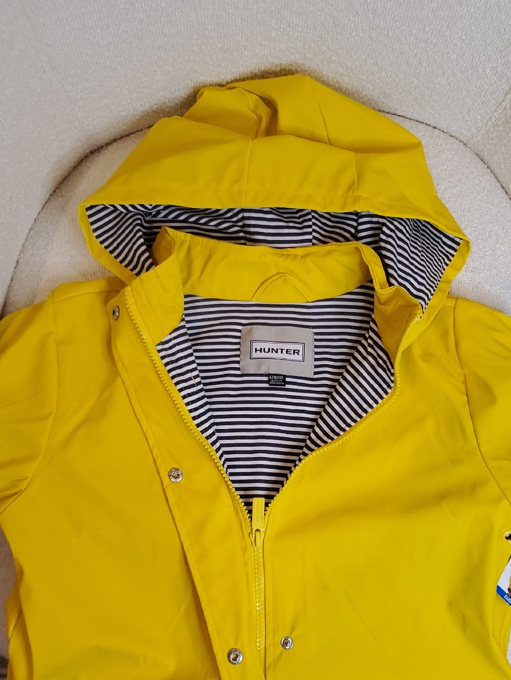 Hunter Kids Yellow Raincoat with Black & White Striped Lining